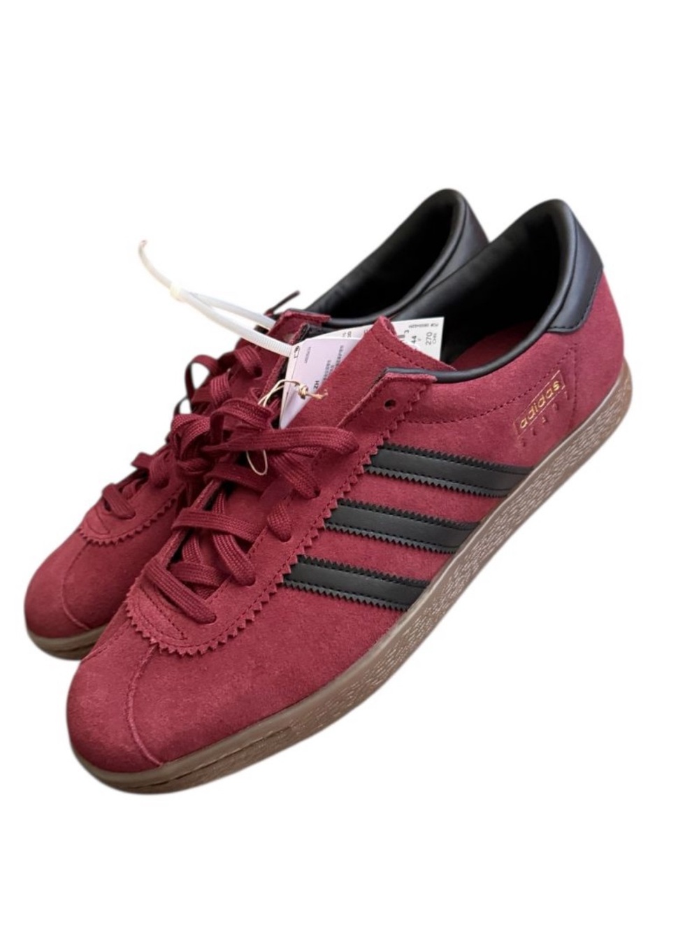 adidas stadt Burgundy Suede Sneakers with Black Stripes - Picture 4 of 4